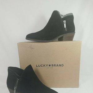 Women's Lucky Brand LP-FHuna Black Oiled Suede 7M Boots